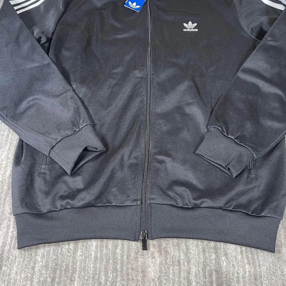 Adidas Classic TT Track Jacket Mens XL Black 3 Stripe Originals IY8077 New